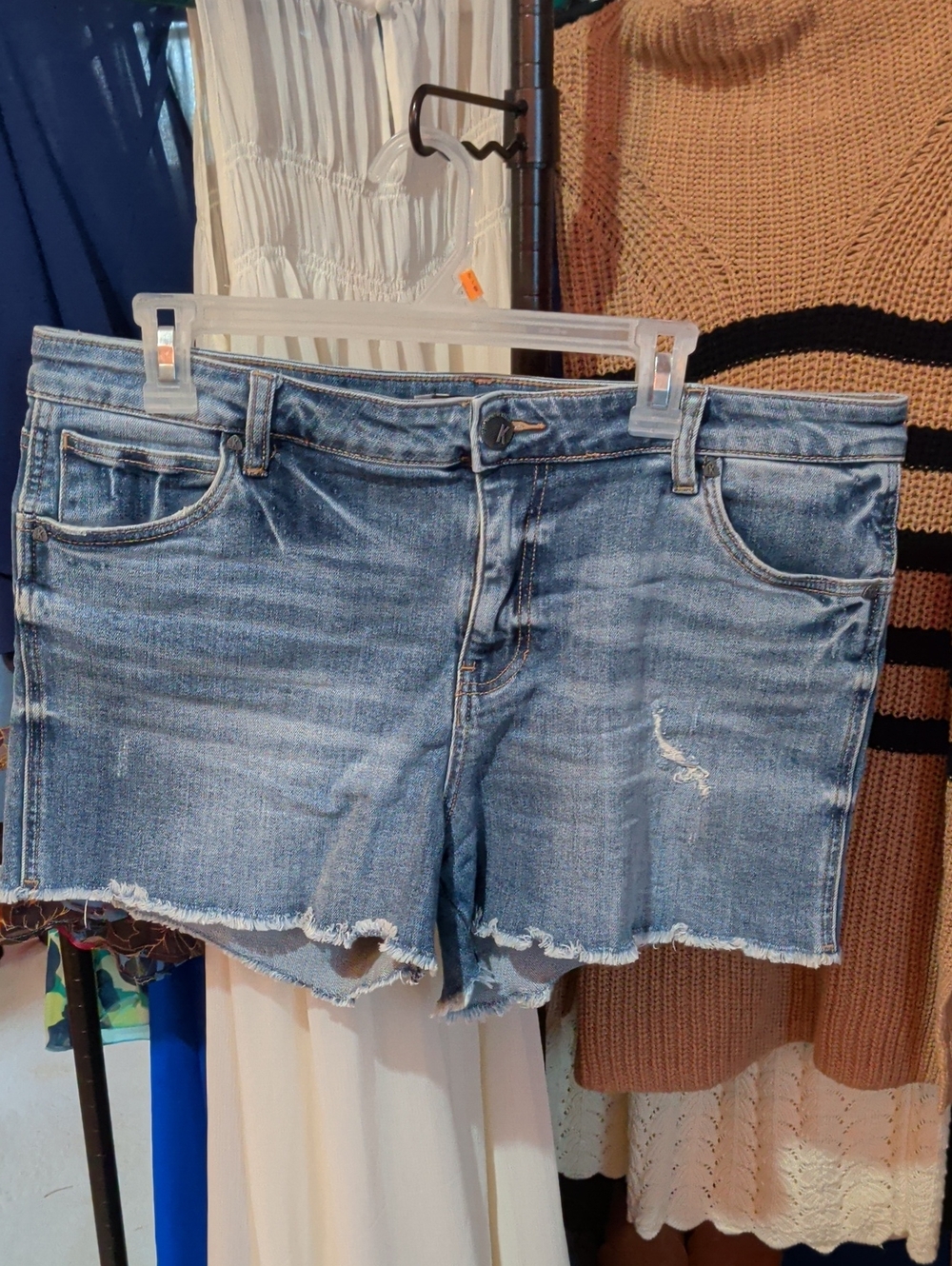 Kut from the Kloth Distressed Blue Denim Cutoff Shorts